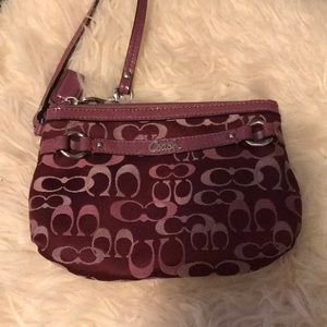 Maroon coach wristlet